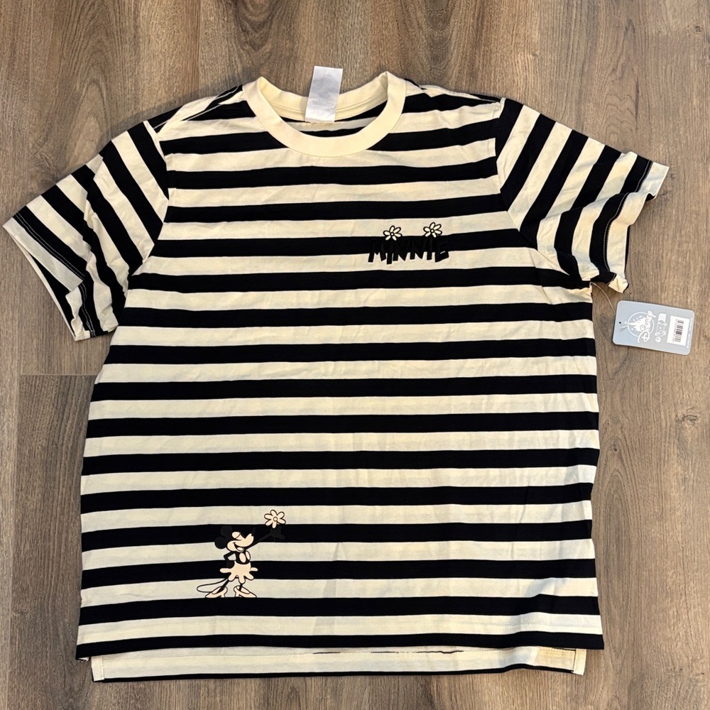 NWT- Disney Minnie Striped Black and White Shirt Women - Picture 4 of 4